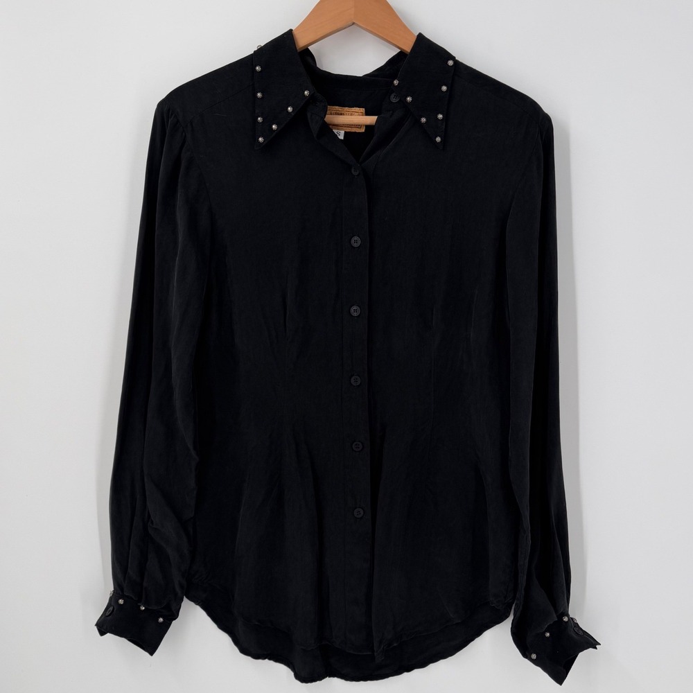 King Ranch Para Ella Hairston Roberson Women Shirt Small Black Studded Western